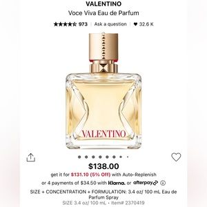 Used Valentino Voce Viva 3.4oz/100 ml. come without box.